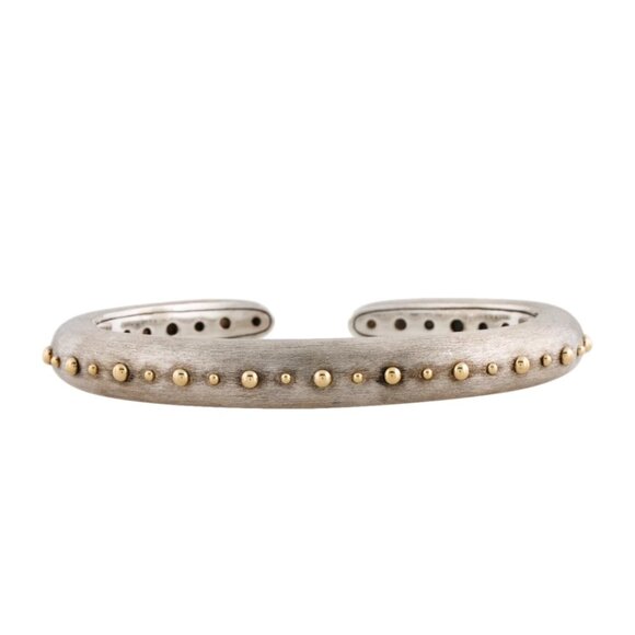 John Hardy Jewelry - JOHN HARDY STERLING SILVER & 18K YELLOW GOLD DOT BRUSHED KICK CUFF BRACELET